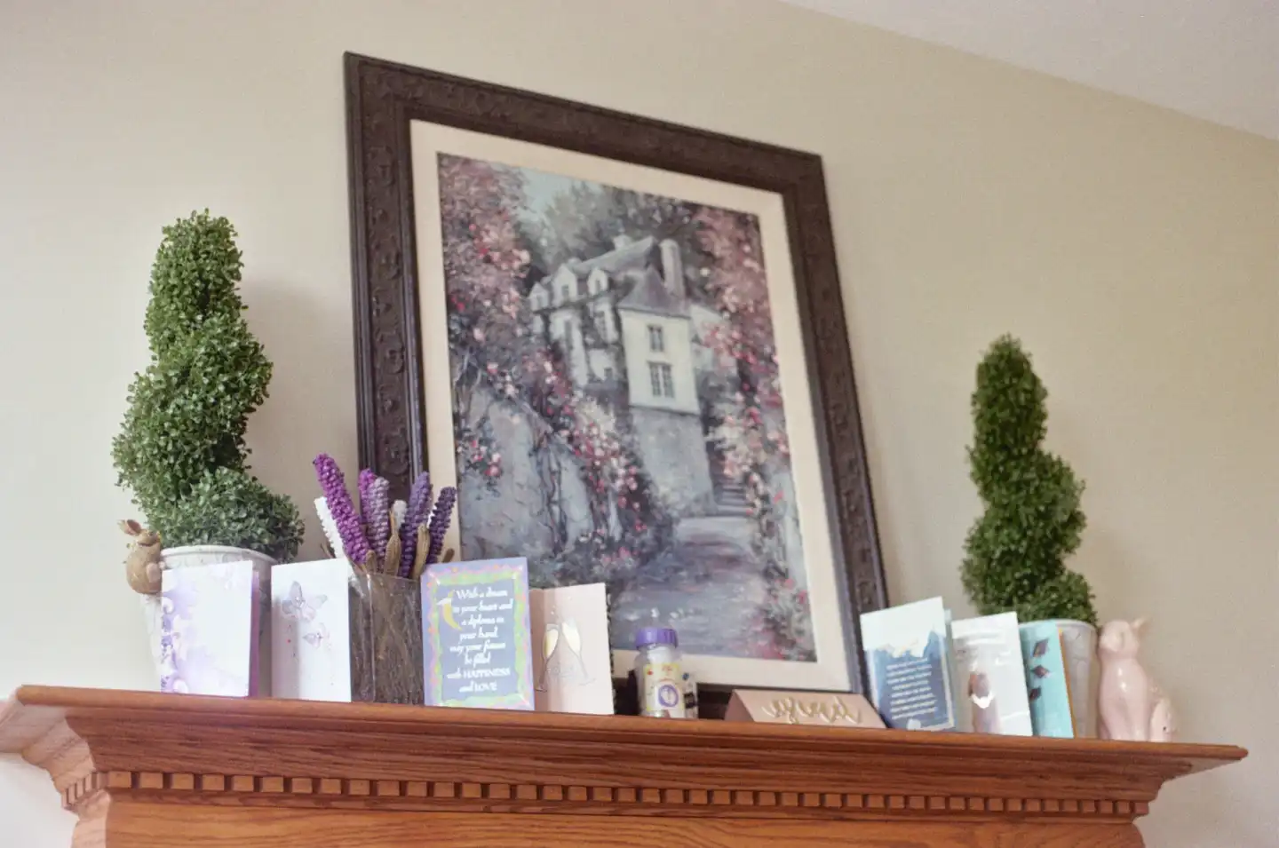 Fireplace Mantel in the Summer